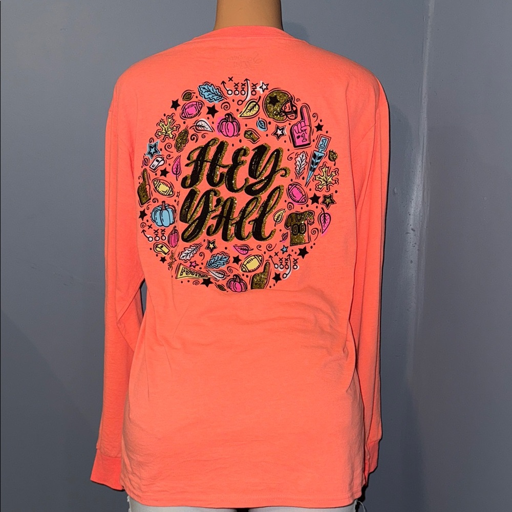 Women's Coral Southern Y’all Long Sleeve Tee - Size Medium - Picture 4 of 5
